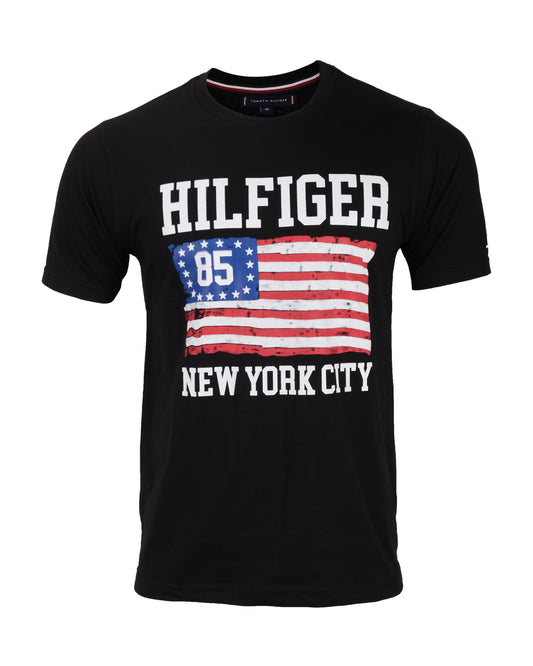 TOMMY HILFIGER Black NYC 85 American Flag Graphic T-shirt