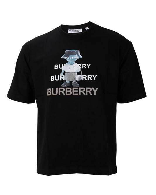 BURBERRY Black Cartoon Mascot Logo Print Short Sleeve T-shirt