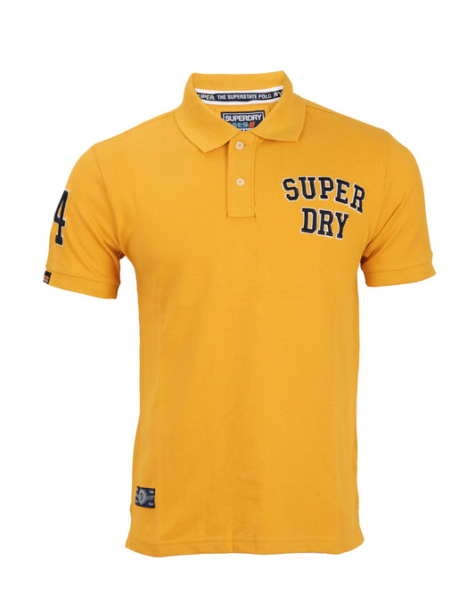 SUPERDRY Mustard Yellow Superstate 84 Appliqué Classic Polo Shirt