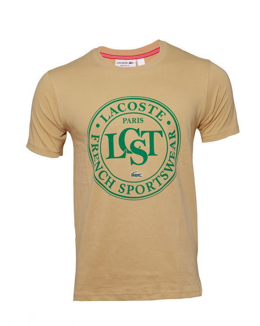 LACOSTE Paris Beige LST French Sportswear Graphic Logo T-shirt