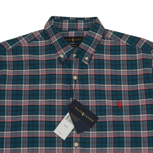 RALPH LAUREN Plaid Teal and Pink Classic Fit Button-Down Shirt