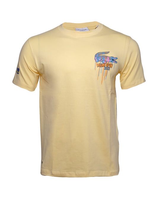 LACOSTE Miami Open 2023 Pastel Yellow Multicolor Croc Graphic T-shirt