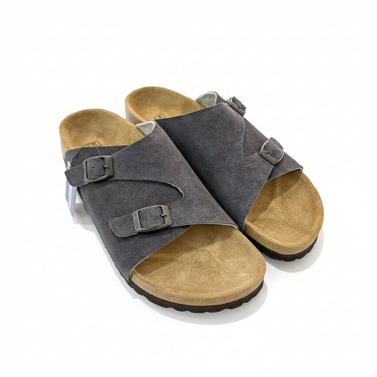 BIRKENSTOCK Dusky Onyx Luxe Suede Double-Buckle Slide Sandals