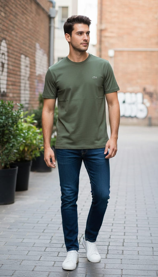 LACOSTE Enchanted Fern Tailored Fit Short Sleeve Cotton T-Shirt