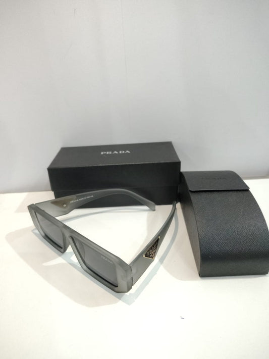 PRADA Grey Oversized Sunglasses with Signature Logo