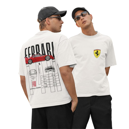 PUMA FERRARI F40 White Short Sleeve Racer Heritage Diagram T-shirt