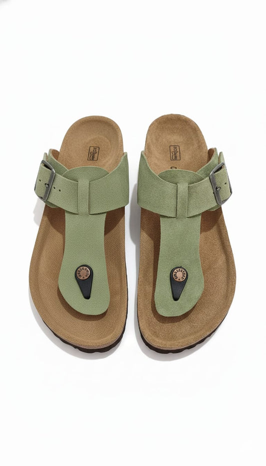 Birkenstock Arizona Suede Sandals in Olive Green