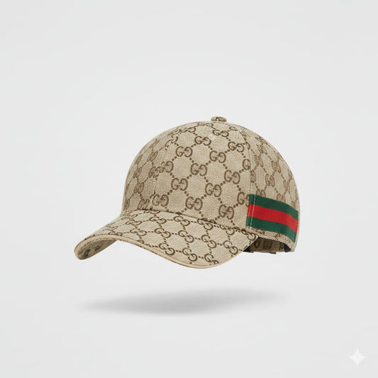 GUCCI Sandy Almond Signature Canvas Baseball Cap with Web Accent