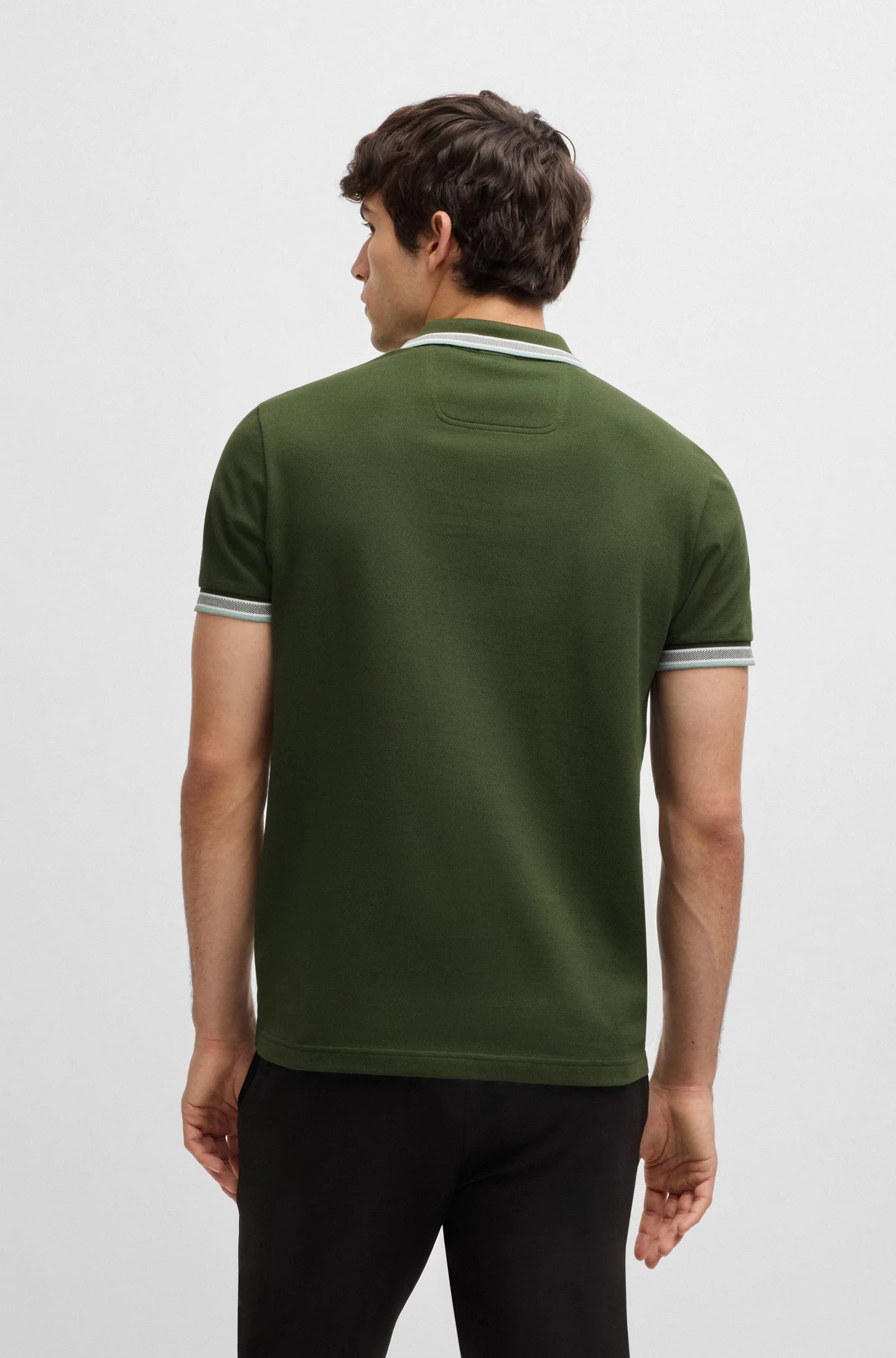 BOSS Military Green Contrast Trim Polo Shirt
