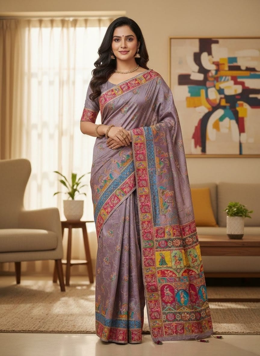 Elegant Weaves Ethnic Artistry Silk Saree with Intricate Border
