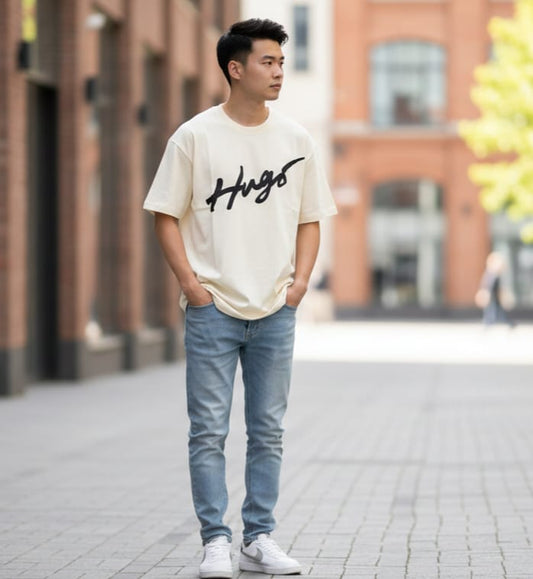 HUGO Whispering Almond Luxe Fit Short Sleeve Graphic Tee