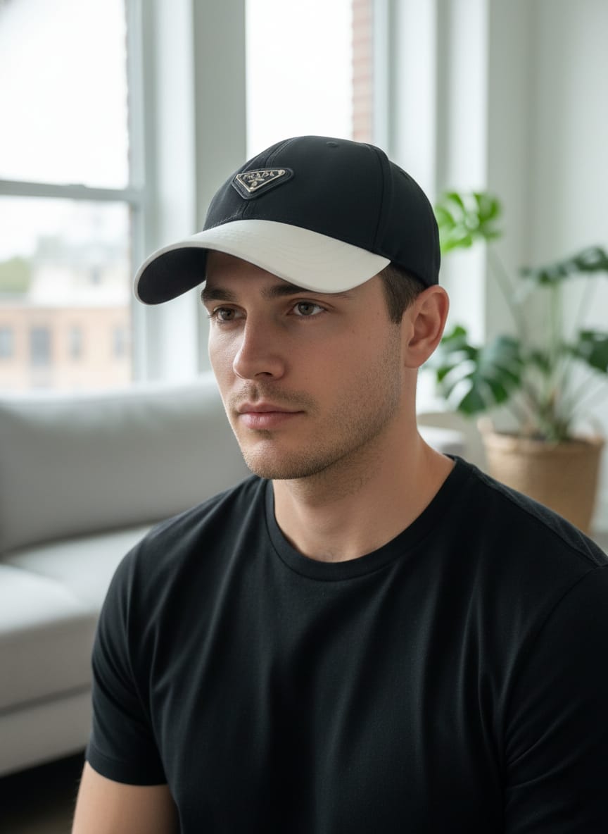 PRADA Stormy Slate Signature Cap