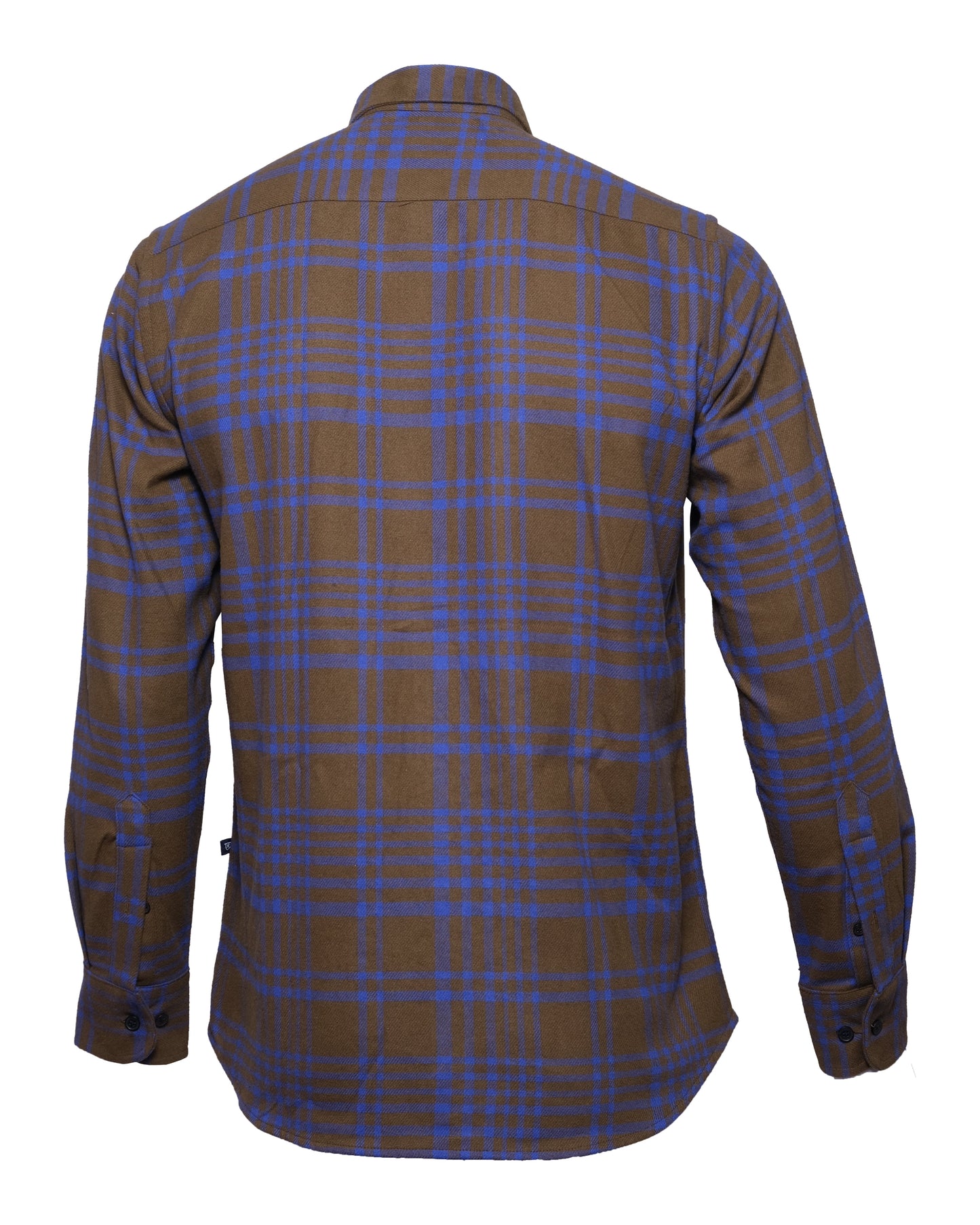 HACKETT LONDON Brown Blue Plaid Brushed Cotton Button-Down Shirt