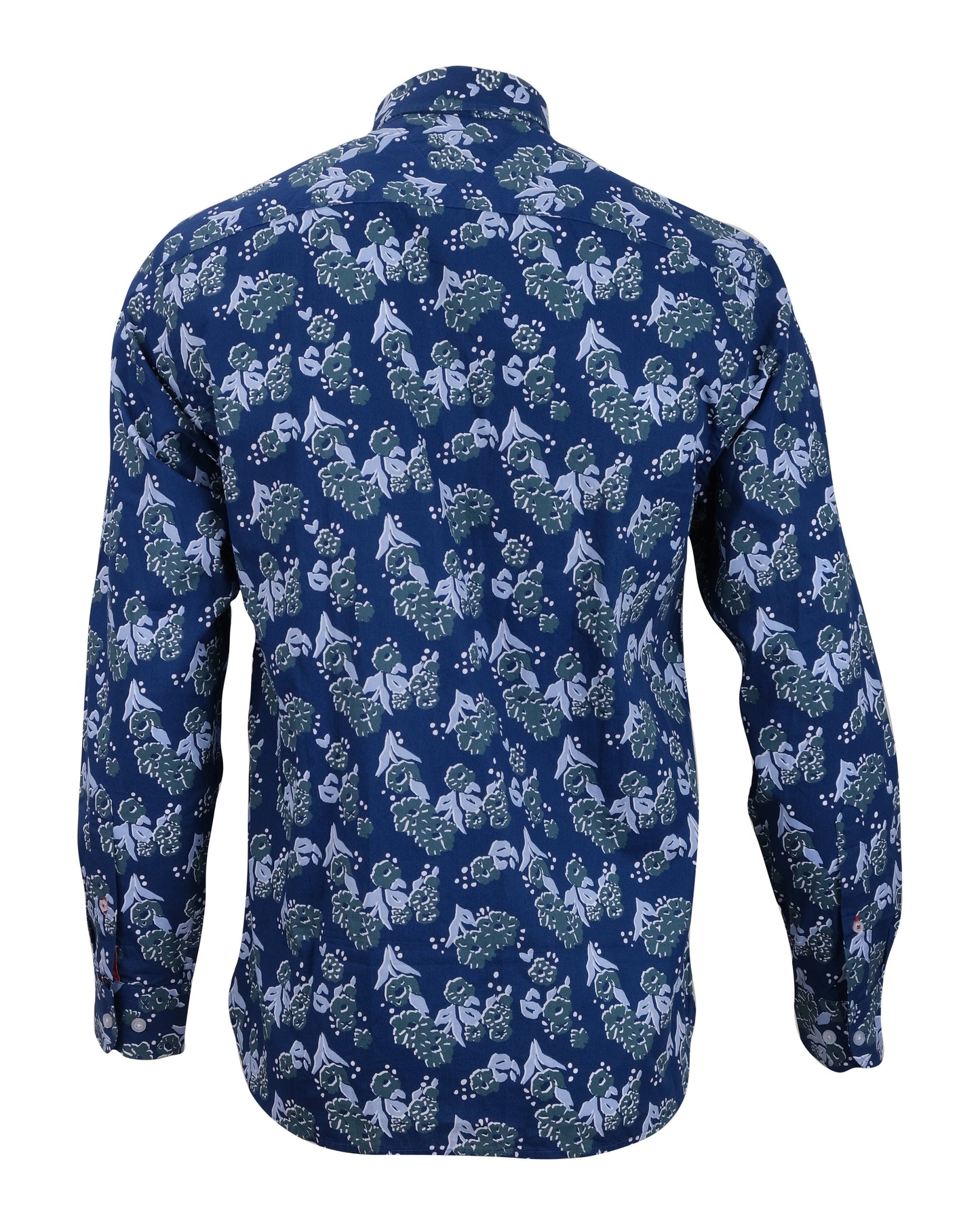 TOMMY HILFIGER Navy Blue Botanical Print Long Sleeve Cotton Shirt