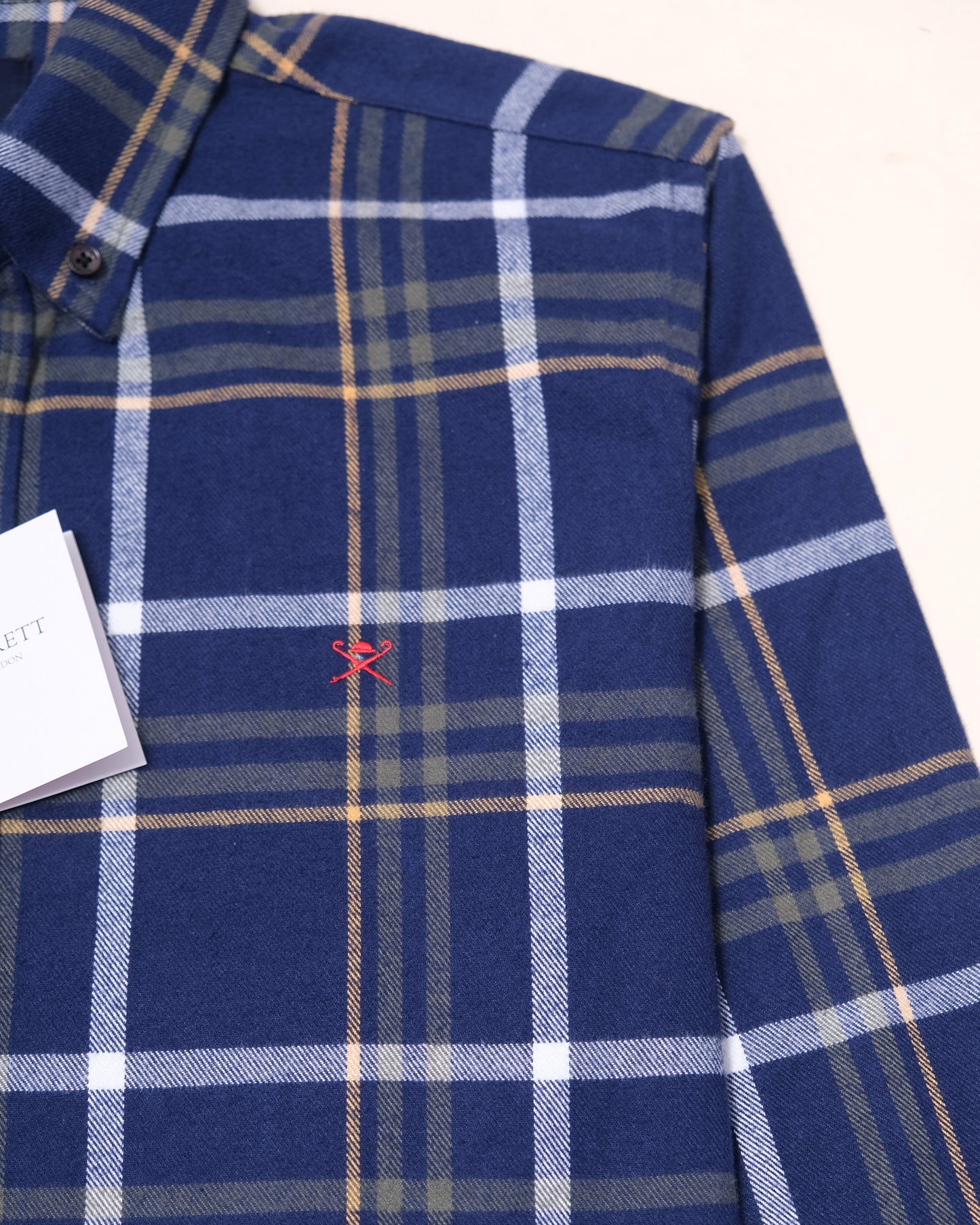 HACKETT Navy Olive Heritage Large Check Flannel Shirt