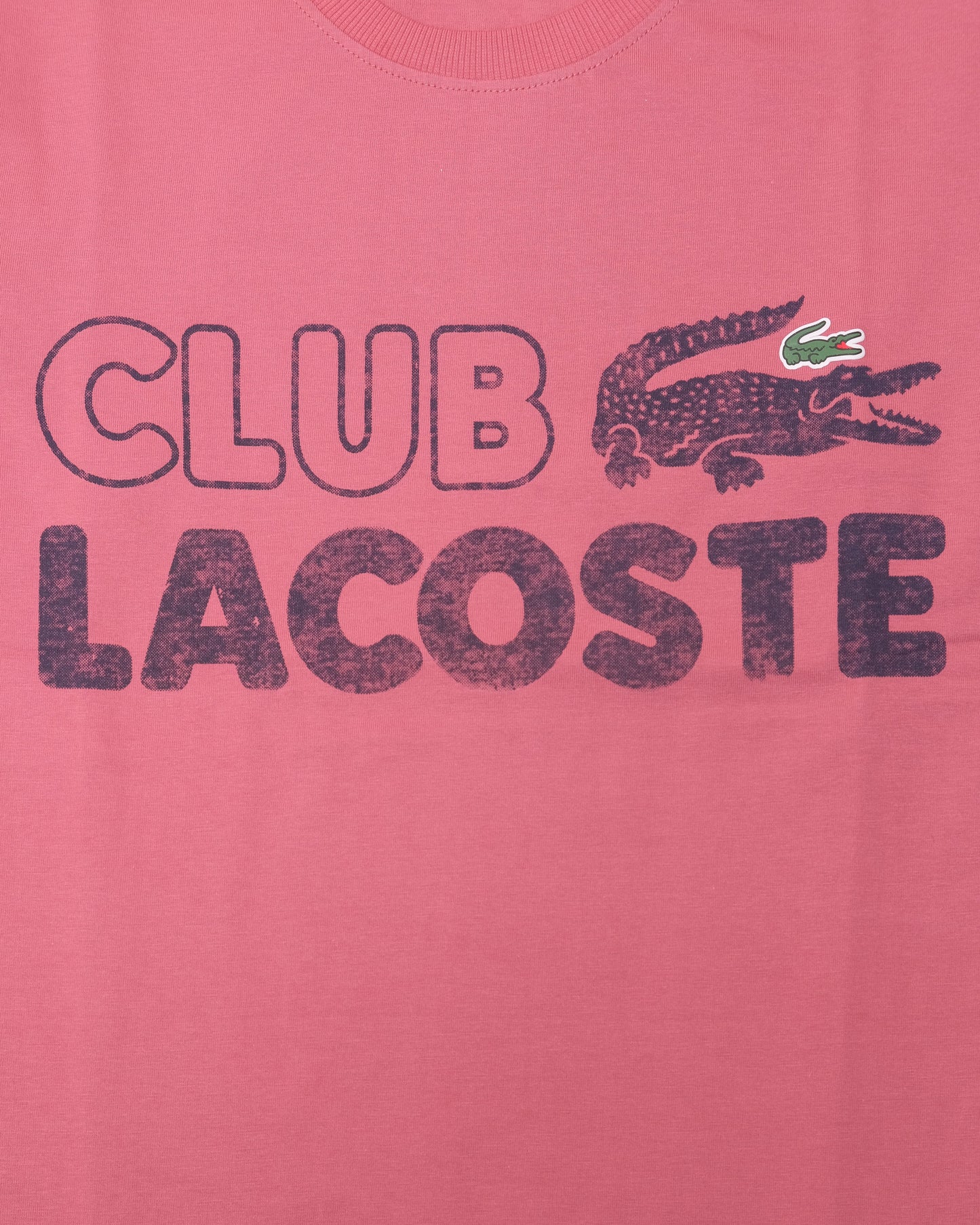 LACOSTE Club Pink Graphic Croc Logo Crew Neck T-shirt
