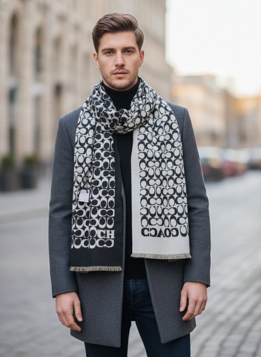 COACH Signature Monogram Wool Blend Scarf