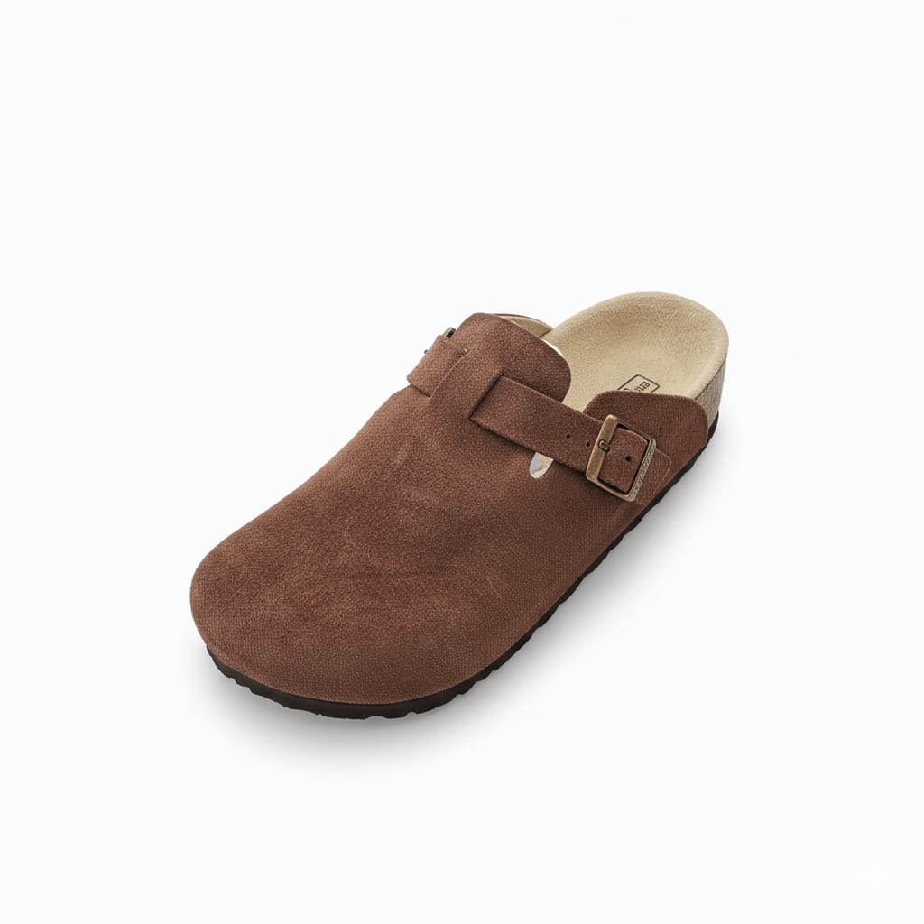 BIRKENSTOCK Rustic Mahogany Timeless Suede Clog with Buckle