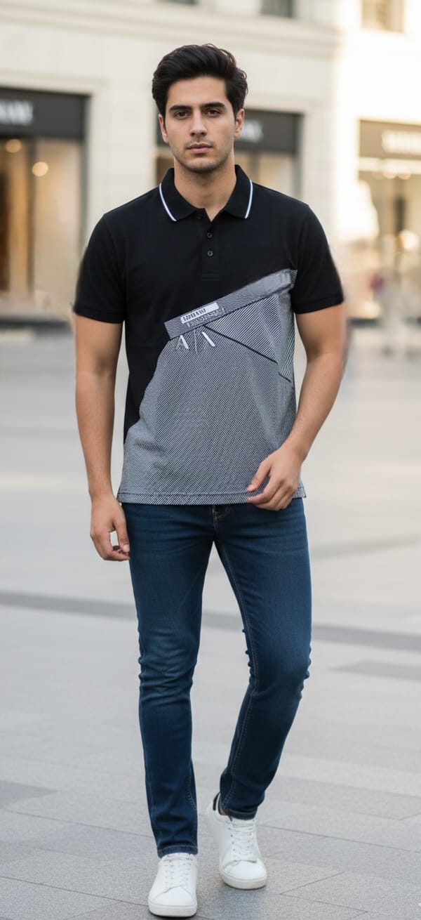 ARMANI EXCHANGE Shadowed Ruby Tailored Fit Short Sleeve Piqué Polo Shirt