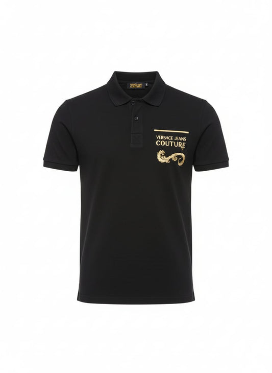 VERSACE JEANS COUTURE Obsidian Glow Luxe Fit Piqué Polo Shirt