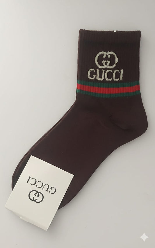 GUCCI Ember Walnut Logo-Embellished Crew Socks