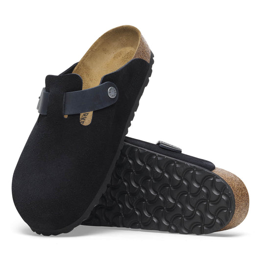 Birkenstock Boston Soft Footbed Suede Leather Black