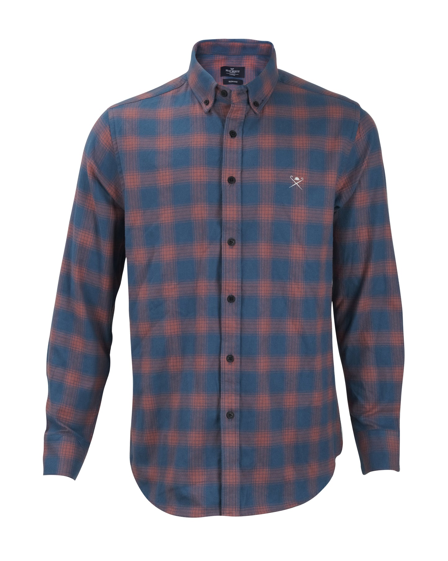 HACKETT LONDON Blue Red Plaid Long Sleeve Button-Down Oxford Shirt