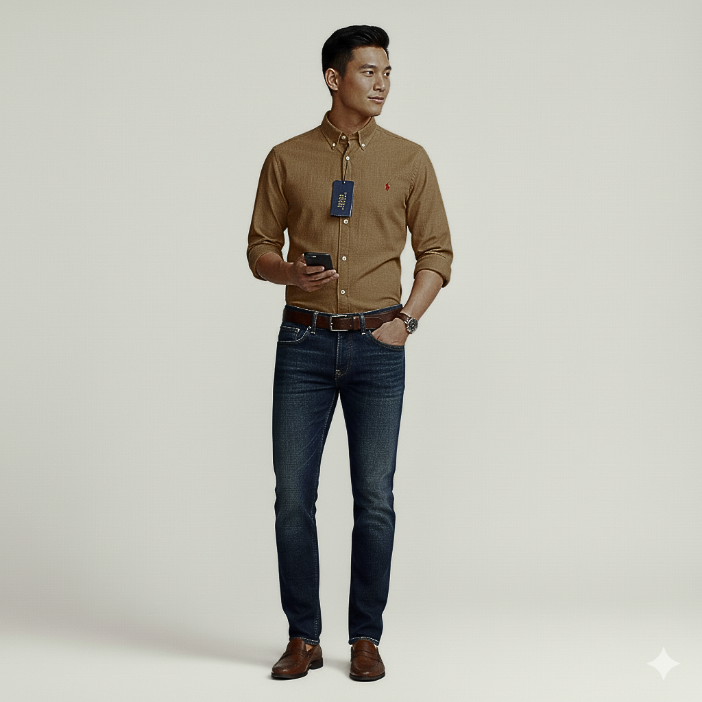 POLO RALPH LAUREN Rustic Copper Classic Relaxed Fit Long Sleeve Button-Up Shirt