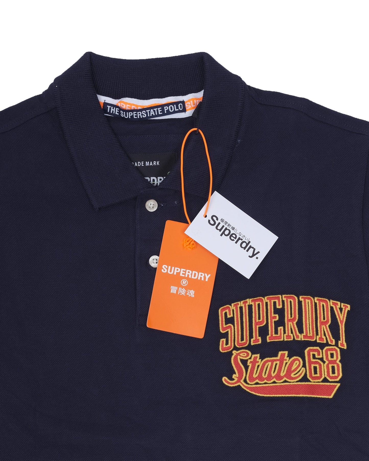 SUPERDRY Navy Superstate 80s Patch Polo Shirt