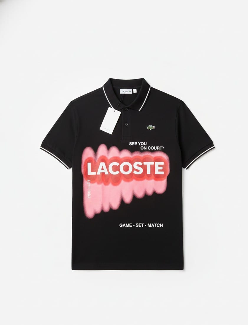 LACOSTE Graphic Print Polo Shirt - See You On Court