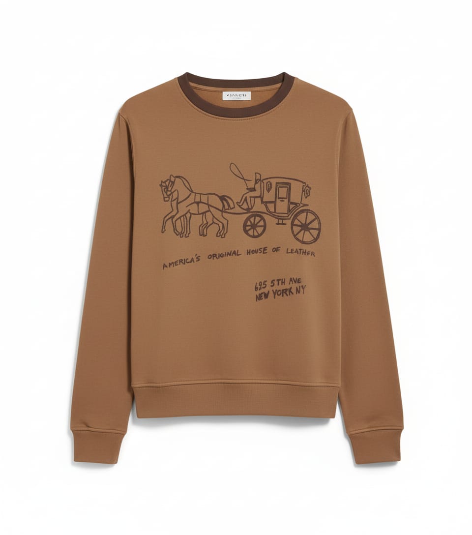 Coach Logo Heavy Quality Sweatshirt In Chocolate Mocha - Premium Winter Collection