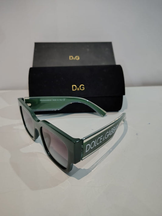 DOLCE & GABBANA Oversized Green Sunglasses with Logo