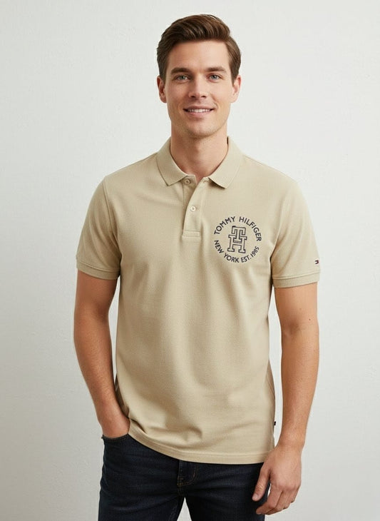Tommy Hilfiger Classic Logo Polo Shirt in Beige