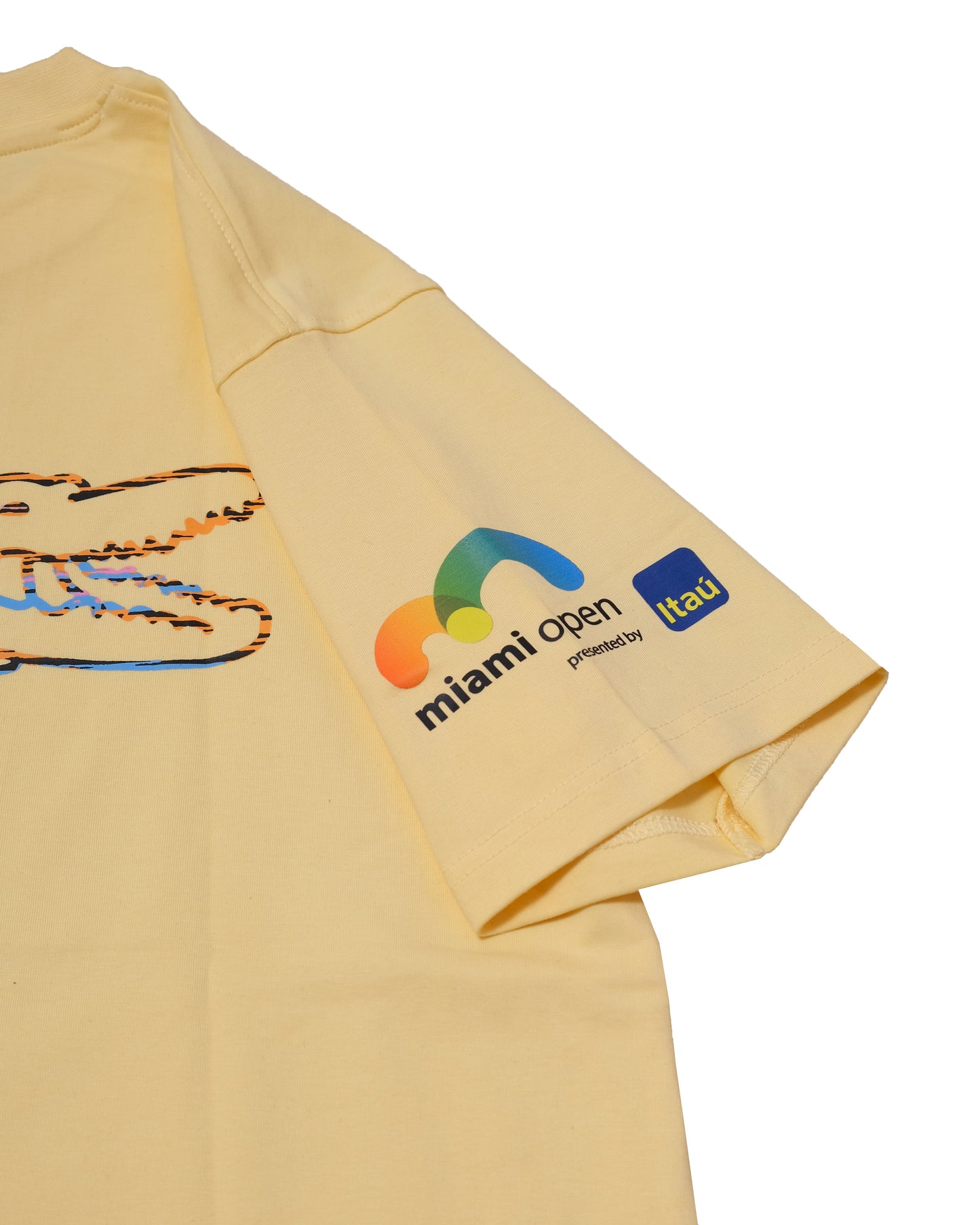 LACOSTE Miami Open 2023 Pastel Yellow Multicolor Croc Graphic T-shirt