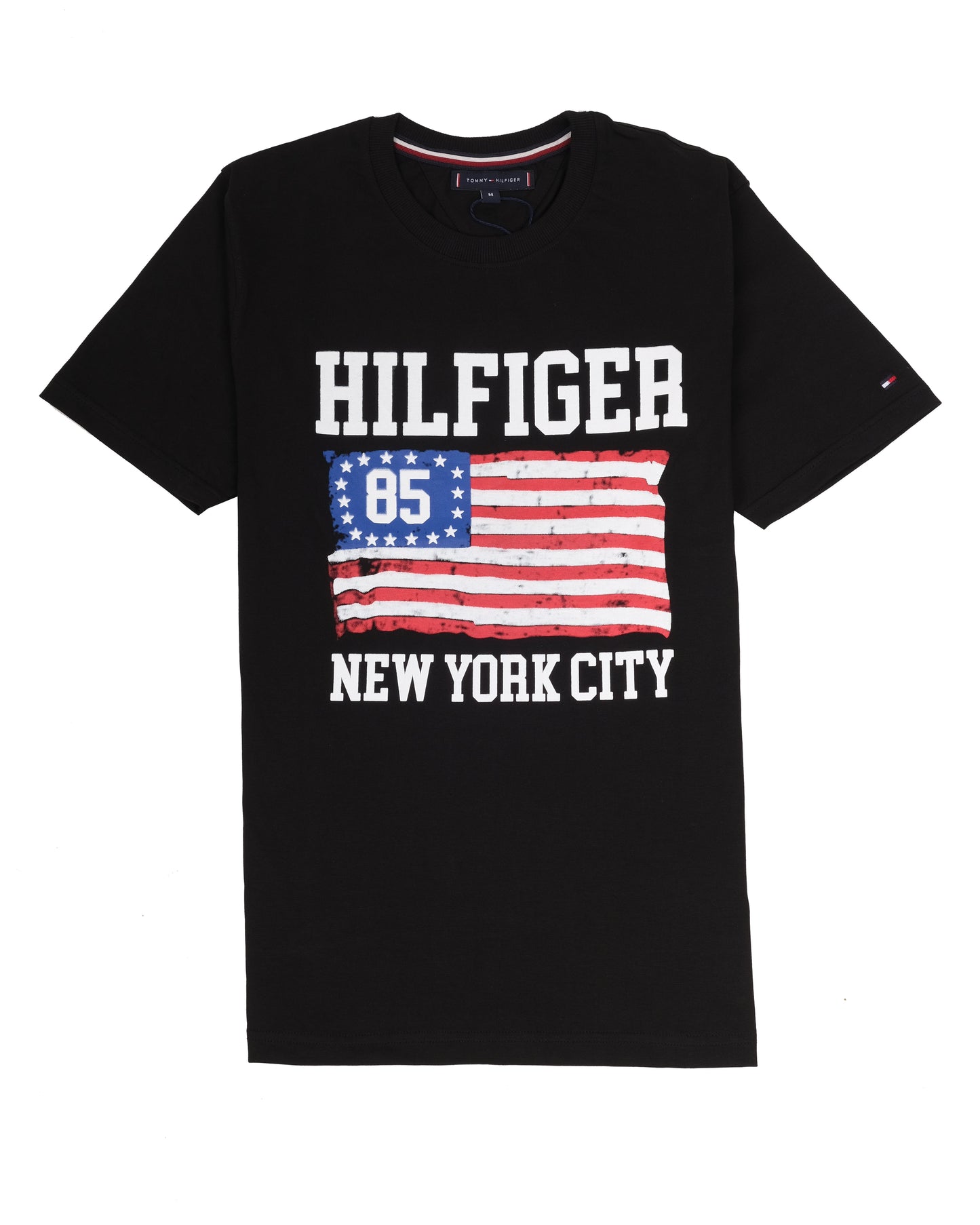 TOMMY HILFIGER Black NYC 85 American Flag Graphic T-shirt