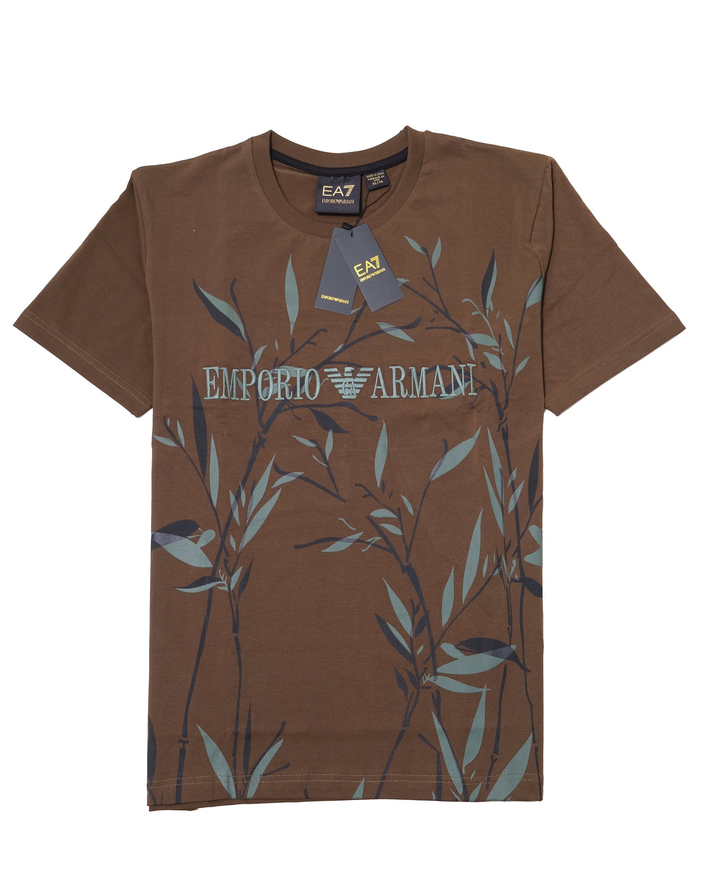 EA7 Emporio Armani Olive Green Botanical Print Logo T-shirt