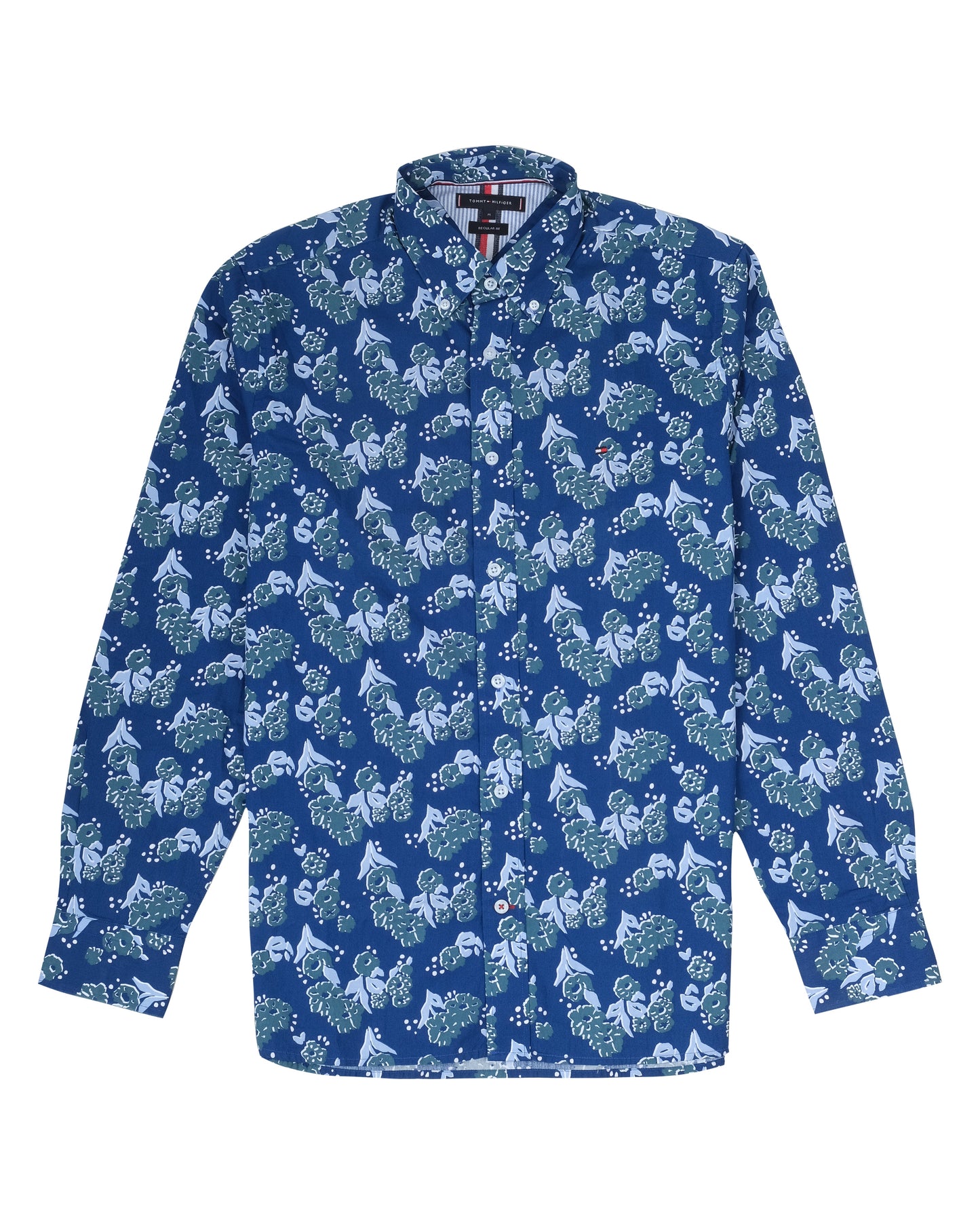 TOMMY HILFIGER Navy Blue Botanical Print Long Sleeve Cotton Shirt