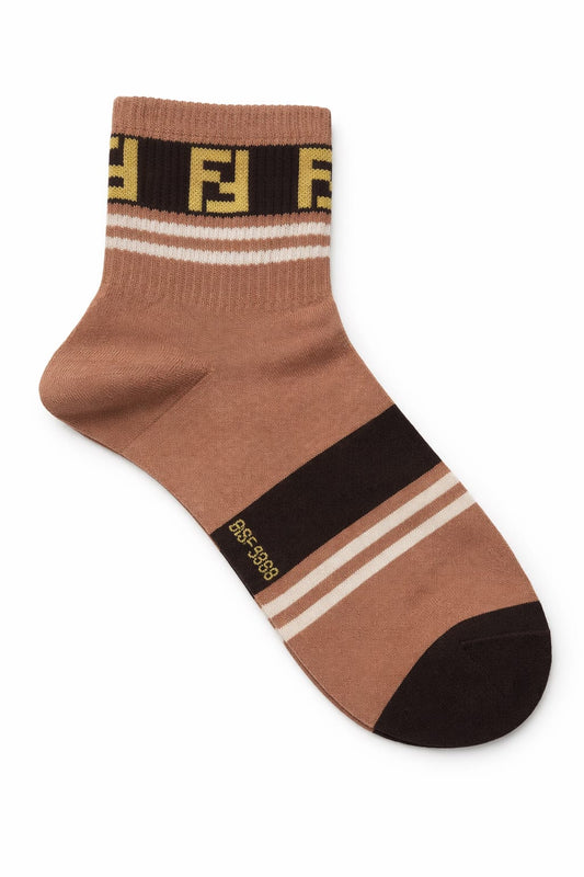 FENDI Rustic Amber Luxe Logo Crew Socks