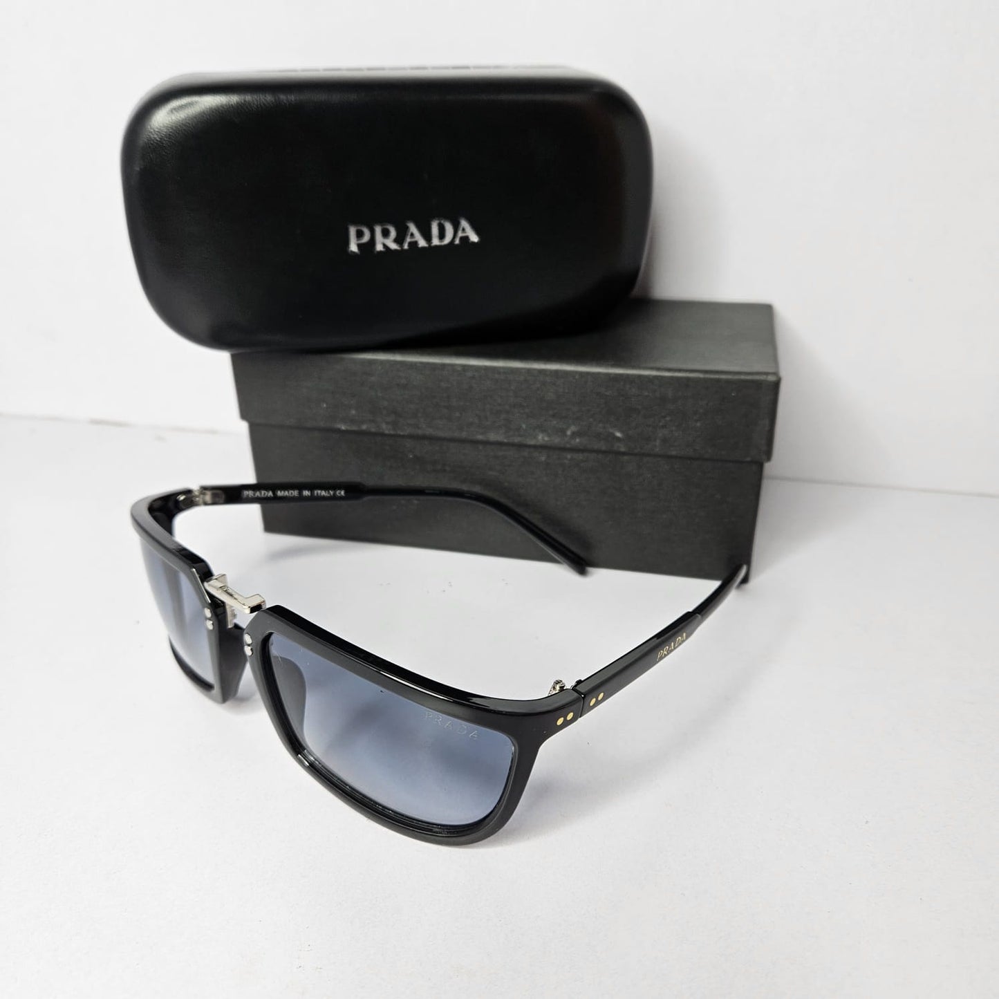 PRADA Nebula Charcoal Luxe Aviator Sunglasses with Case