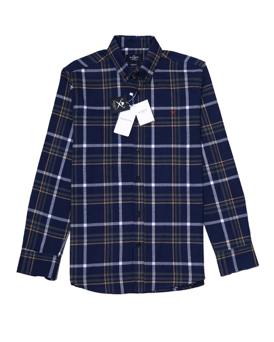HACKETT Navy Olive Heritage Large Check Flannel Shirt