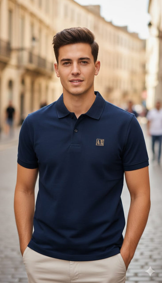 A|X Classic Fit Navy Polo Shirt with Logo