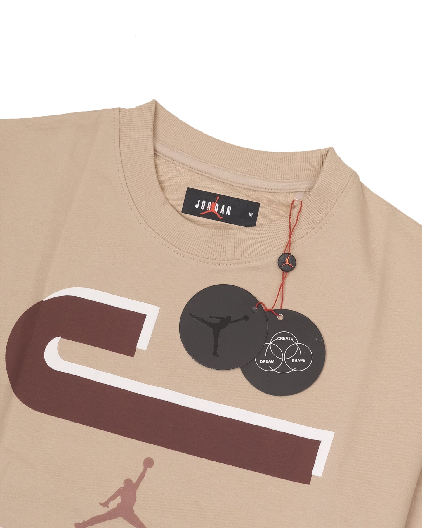 JORDAN Air Beige Brown Oversized Logo Crewneck T-Shirt
