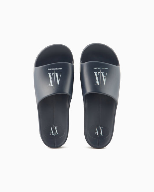 A|X ARMANI EXCHANGE Tranquil Slate Luxe Open-Toe Slides