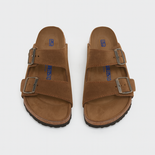 BIRKENSTOCK Pristine Umber Luxe Suede Double Buckle Sandals