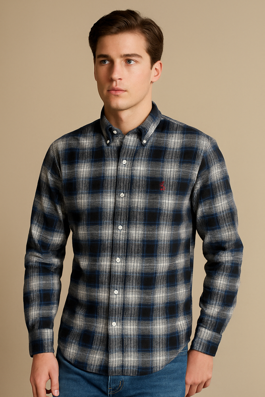 POLO Ethereal Azure Classic Fit Long Sleeve Plaid Button-Down Shirt