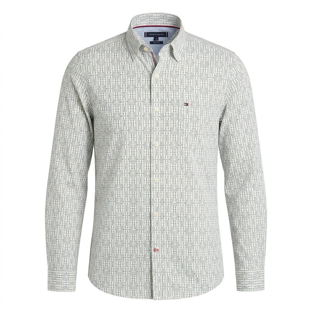 TOMMY HILFIGER Twilight Quartz Tailored Fit Long Sleeve Button-Up Shirt