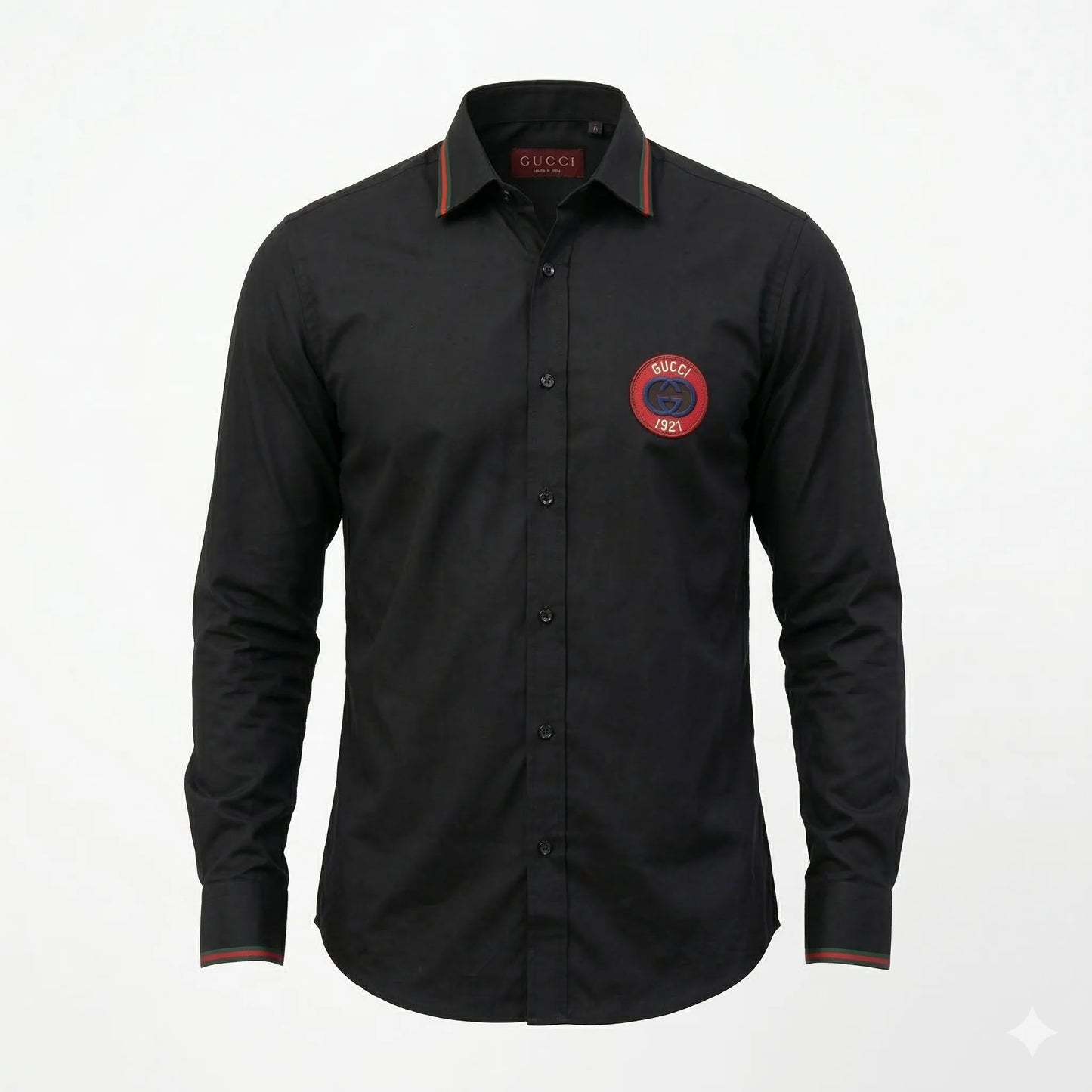 GUCCI Midnight Ember Luxe Fit Long Sleeve Satin Lycra Party Shirt