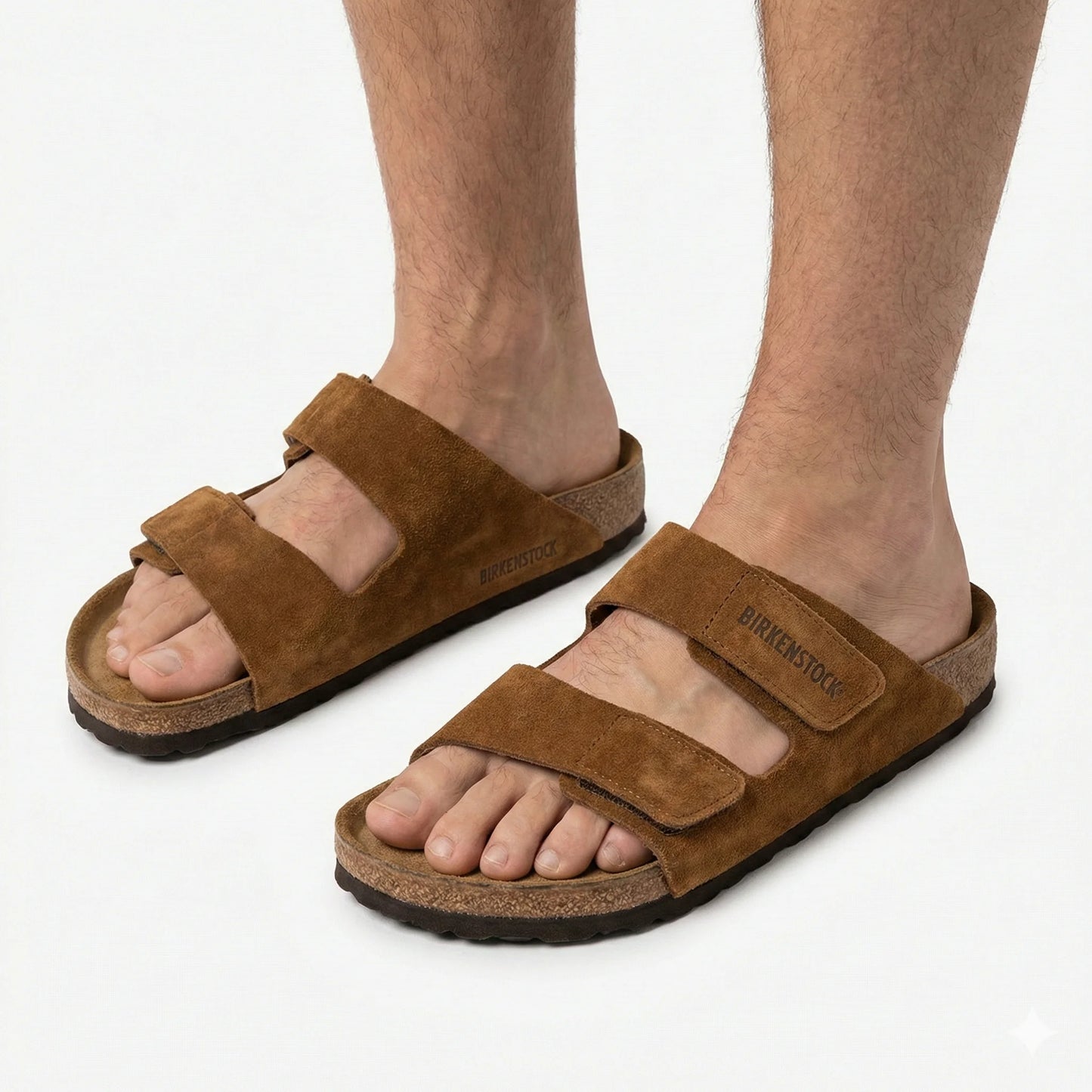 BIRKENSTOCK Rustic Chestnut Double Strap Suede Sandals