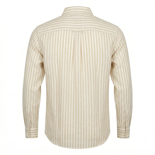 TOMMY HILFIGER Regular Fit Full Sleeve Linen Yellow Stripe Shirt