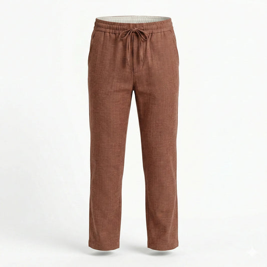 CALVIN KLEIN Rustic Terracotta Easy Fit Linen-Blend Trousers